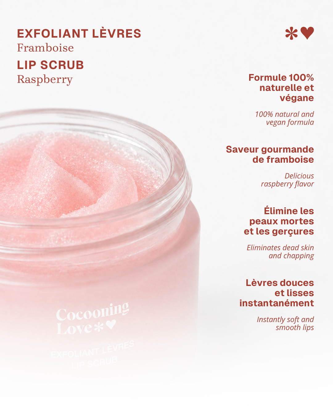 Raspberry Lip Exfoliator - Natural Sugar Scrub for Soft & Smooth Lips