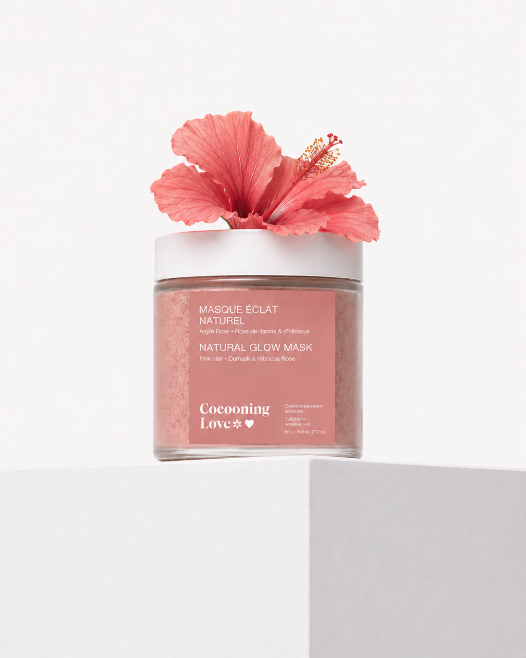 Pink Clay, Rose & Hibiscus Facial Mask – Radiance, Softness & Comfort
