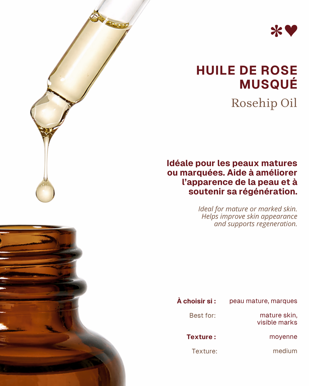 Rosehip Oil – Radiance & suppleness for mature skin